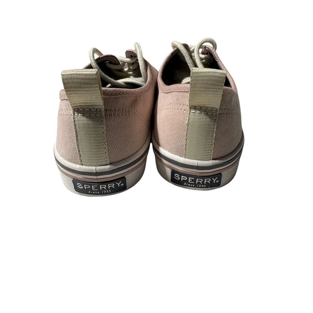 Sperry Top Sider Women's Canvas Sneakers Pink Gray Lace Up Low‎ Top Shoes Sz 8
